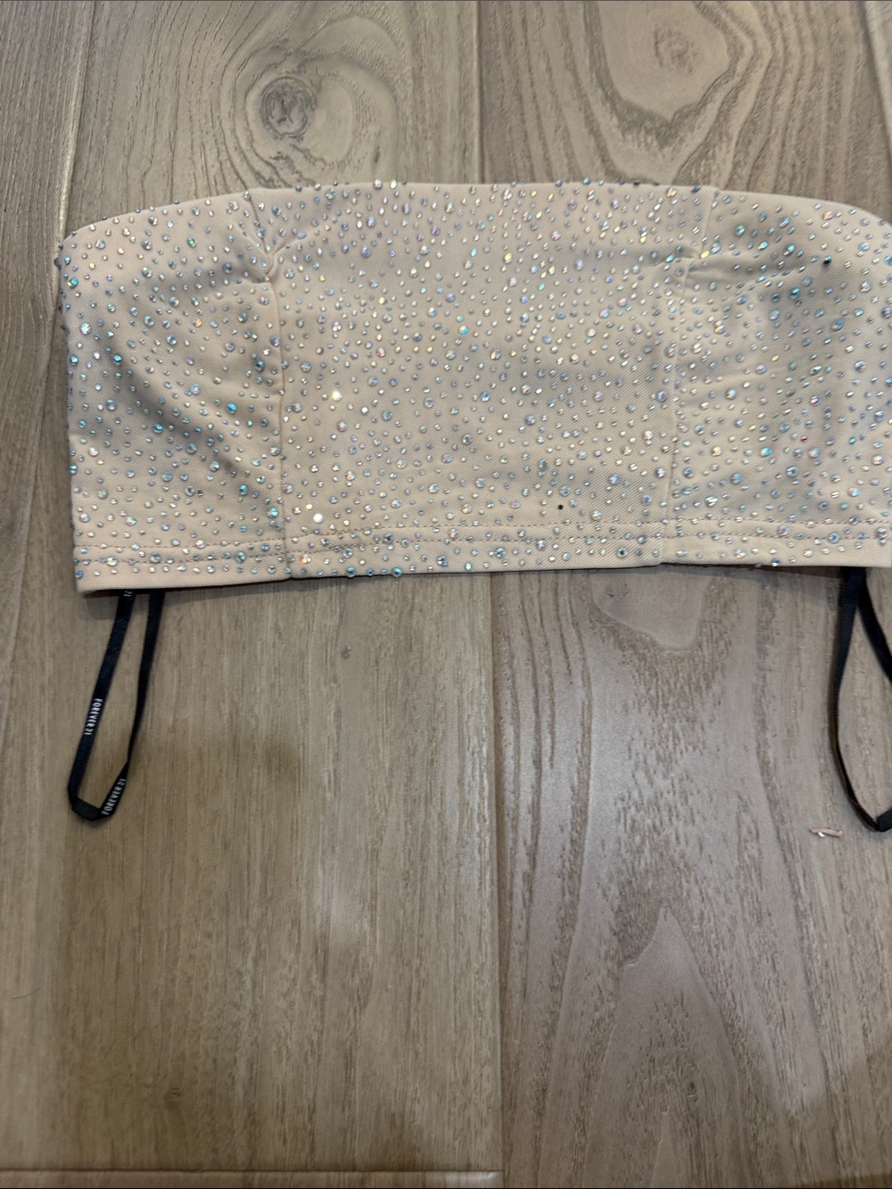Forever 21 Nude Beaded Strapless Bandeau Top
